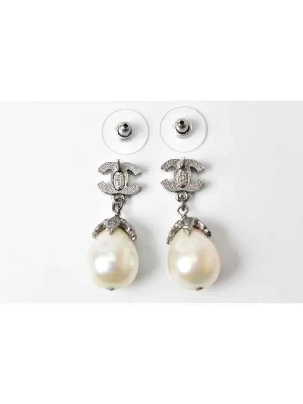 Chanel Pearl Motif Coco Rhinestone Silver